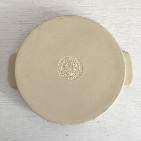 Longaberger Woven Traditions Pottery Ivory 9" Round Baking Pottery Stoneware - Picture 3 of 4